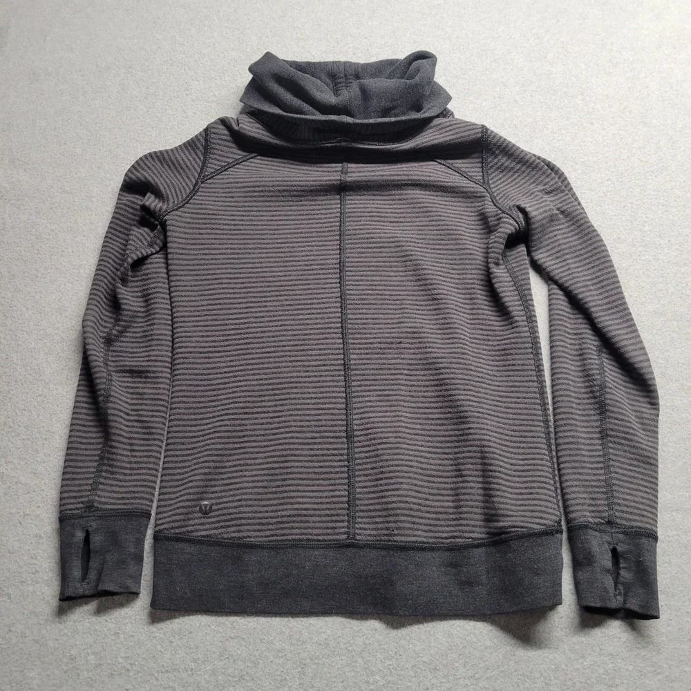 Lululemon Cowl‎ Neck Pullover Sweatshirt Gray Heather Thumbhole Cuffs Reversible